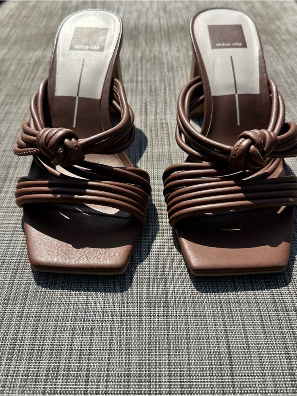 Dolce Vita Brown Knotted Strap Block Heel Mules Women’s Size 8.5 Slip On Shoe - Picture 4 of 11